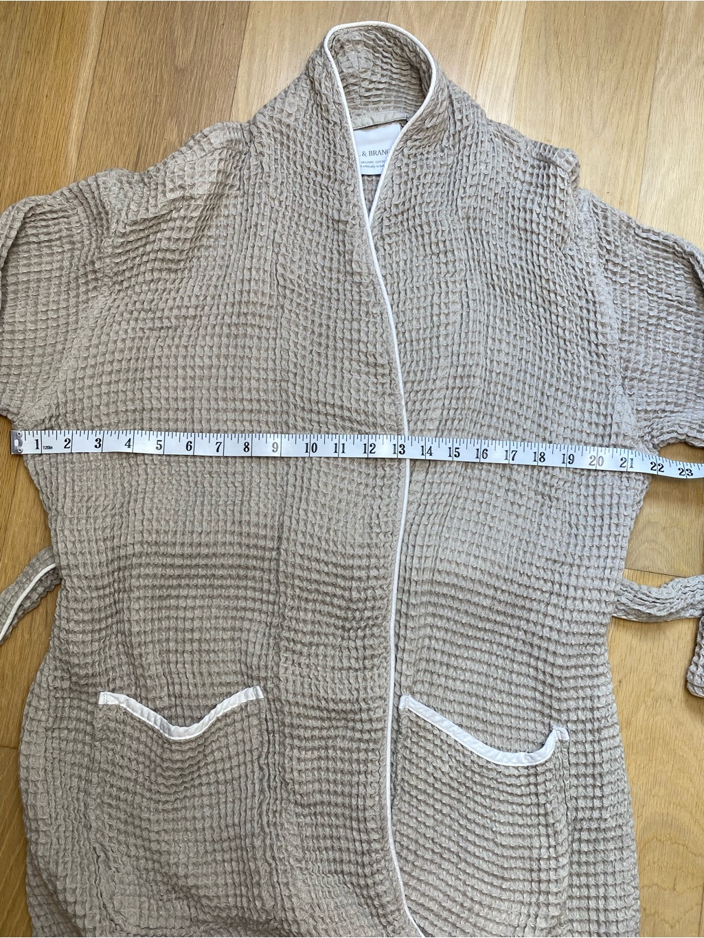 Boll & Branch Waffle Robe Pewter Gray White Women's Large Organic Cotton Cozy — image 8 of 8